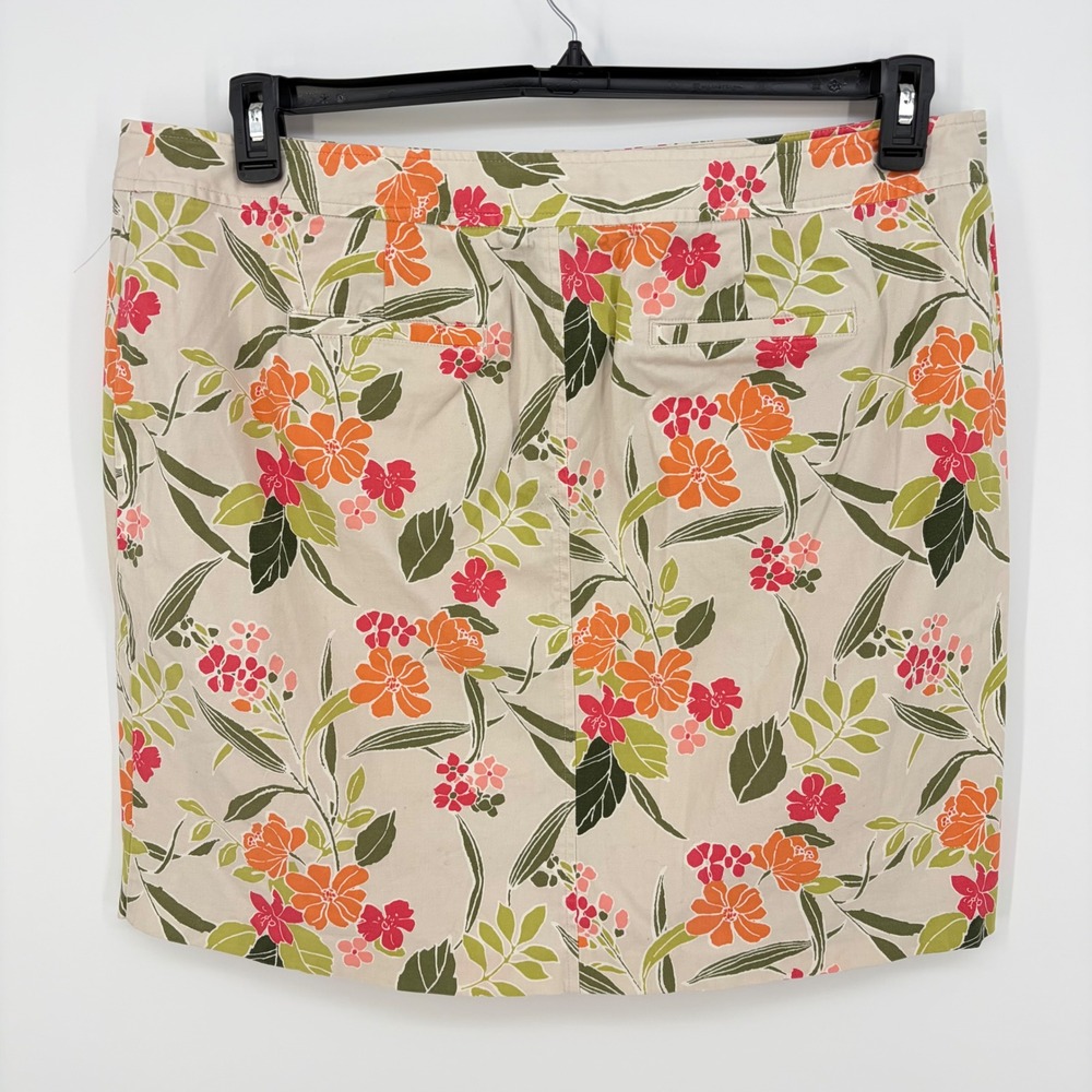 Lane Bryant Garden Floral Skirt Women 20 Orange Tropical Stretch Knee Length - Picture 3 of 11